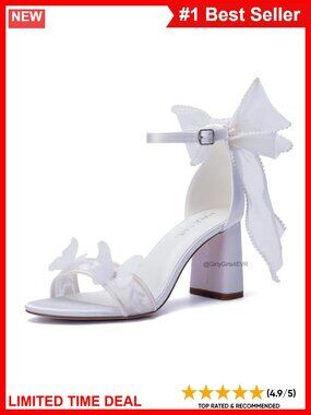 Women's Lace Block Heel Ankle Strap Sandals Open Toe Wedding Shoes